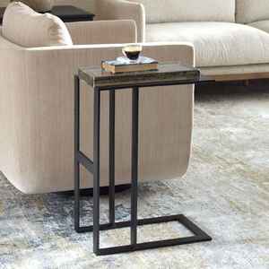 Table d'appoint moderne avec cadre en métal noir et plateau artistique - Product Image 3