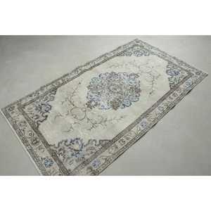 Tapis de 3,7 x 6,6 pieds, tapis turc vintage, tapis oriental bleu - Product Image 4