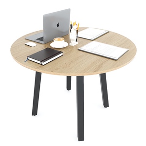 Mesa de Conferencia Redonda Minimalista BH68002 con Tablero de Madera Contrachapada Recubierta de Melamina y Patas Cuadradas de Hierro para Muebles de Oficina y Salas de Conferencia - Product Image 1