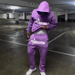 Conjunto Deportivo Informal de Alta Calidad para Invierno, 100% Algodón, con Logotipo Personalizado, Estilo Urbano, Pantalones Deportivos Holgados, Sudaderas con Capucha, Tallas Grandes - Product Image 3