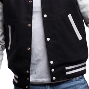 Chaqueta universitaria para hombre, Mangas de cuero y lana, estilo Bomber clásico para ropa informal y moda universitaria, chaqueta informal de ganchillo para hombre - Product Image 2