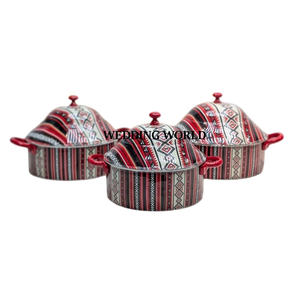 Ensemble de trois marmites en acier inoxydable à double paroi, ustensiles de cuisine, casserole ronde, vente en gros, nouveau réchaud à nourriture en métal de luxe - Product Image 3