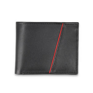 Portefeuilles pliables courts, broderie, logo personnalisé, haute qualité, blocage RFID, cuir véritable de luxe, OEM, mince, noir, mode, grand format - Product Image 4