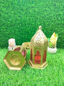 Ethical Style Gold <b>Lantern</b>/Lamp <b>Vintage</b> Decorative Colorful Glass Tealight Candle Holder Boho glass jar for Festive Home Decor - Product Image 5