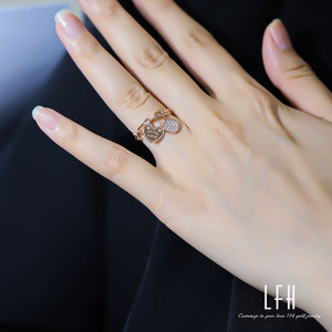 AU750饰品批发玫瑰金戒指心形吊坠戒指18k金链心形戒指女性oro 18k原装 - Product Image 6
