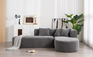 Sofá Seccional en Forma de L Comprimido, Sofá de Esquina sin Estructura, Sofá Chaise Longue Comprimido de 3 Plazas - Product Image 5