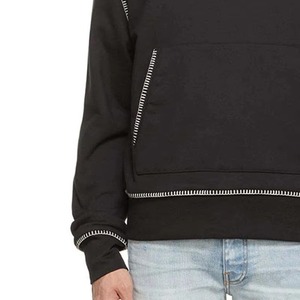Nuevo diseño de peso pesado French Terry contraste costura liso pulóver sudaderas con capucha hombres ropa de calle de gran tamaño personalizada hombres sudaderas con capucha 2026 - Product Image 6