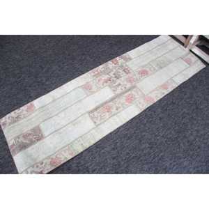 พรมวินเทจขนาด 2.3x7.2 ฟุต พรมตุรกีขนาดเล็ก พรมลายปะติดสีเขียว - Product Image 2