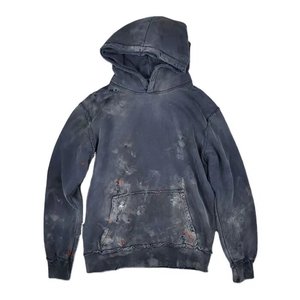 Sudadera con capucha rasgada lavada vintage de algodón 100% personalizada de fábrica para hombre, ropa de calle a la moda, Sudadera con capucha salpicada con logotipo personalizado, Sudadera con capucha desgastada - Product Image 5