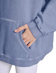 Steel <b>Blue</b> Acid Wash Hoodie <b>for</b> <b>Womens</b> Pullover Oversized <b>Women's</b> Fashion <b>Hoodies</b> & Sweatshirts Vintage Sweatshirt Heavyweight - Product Image 5