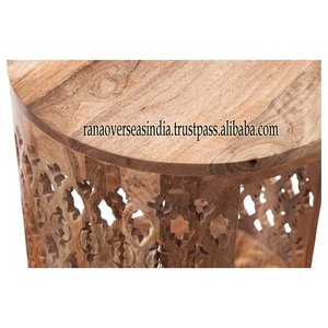 Mesa auxiliar tallada a mano de madera más vendida, mesa central de diseño clásico único, mesa redonda, uso para el hogar, sala de estar y dormitorio - Product Image 2