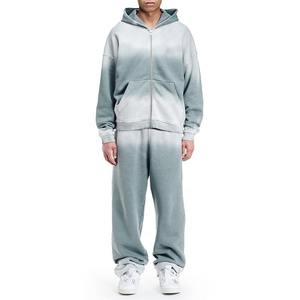 Men's Custom Vintage French Terry Flare Sweatsuit Sun Faded Print <b>Hoodie</b> Sweatpants Solid Pattern Heavyweight Spring Season - Product Image 4
