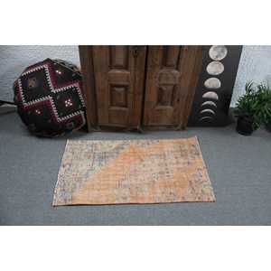 2x3.5 ft Rug, Vintage Turkish Rug, <b>Brown</b> Blue Floral <b>Wool</b> Rug - Product Image 3