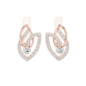 Boucles d'oreilles en forme de feuille avec diamant de laboratoire 0,546 CT, taille brillant rond VVSVS EF, or 18 carats, 14 carats, 10 carats et argent 925, rose, jaune, blanc - Product Image 2
