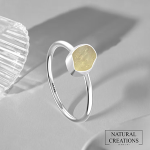 Anillo Apilable de Plata de Ley 925 con Acabado de Alta Calidad, Engaste de Bisel, Turquesa Natural en Forma Rústica, Minimalista, Moderno, Unisex, Libio - Product Image 2
