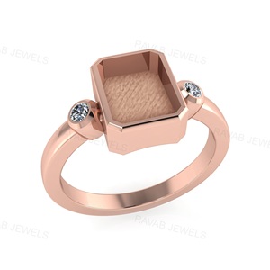 Bague octogonale en argent sterling 925 véritable 6x8mm pour les cendres et la résine pour le travail du lait maternel. - Product Image 3