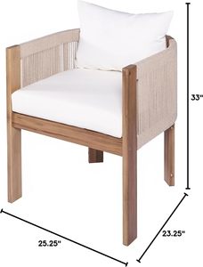 Fauteuil en teck avec panneau tressé en corde, chaise d'extérieur rembourrée pour le bord de la piscine - Product Image 6