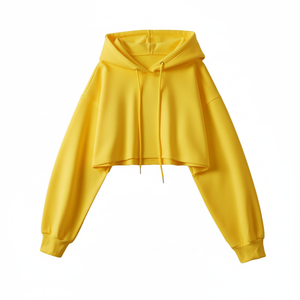 Sweat à capuche court en polaire pour femme, streetwear, pull, logo personnalisé, mode décontractée, haut à capuche, vente en gros OEM - Product Image 6