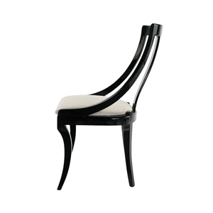 Silla de comedor de madera con asiento de tela acolchada, forma suave y diseño relajado para comedor, hotel, apartamento y villa - Product Image 3