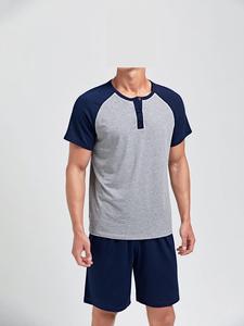 กางเกงขาสั้นผู้ชาย2025ระบายอากาศได้ดีฤดูร้อนผ้าคอตตอนโพลีเอสเตอร์ชุดแฝดเสื้อยืดแขนสั้น2ชิ้น - Product Image 2