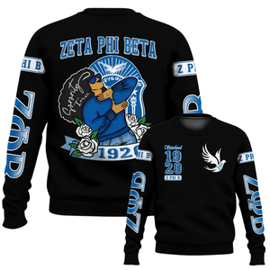 Zeta phi Beta 1920สเวตเตอร์คอกลมของผู้หญิงเสื้อขนแกะปักสีฟ้าแบบสวมหัว - Product Image 6