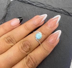 แหวนอัญมณีลาริมาร์เงินสเตอร์ลิง925ทันสมัยเครื่องประดับทำมือแหวนสไตล์โบฮีเมียนสีเงินสำหรับเป็นของขวัญสำหรับผู้หญิง - Product Image 2