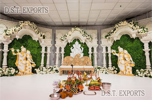 Decoración de Escenario de Boda Estilo Bigote Mughal Dorado, Compre Mandap Ligero de Alta Calidad, Decoración de Escenario, Precios al por Mayor en Australia - Product Image 6