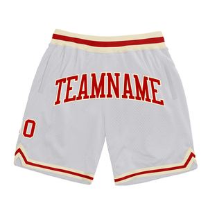 Industrie Direct Engro Sportswear Basketball Shorts Personnalisé Blanc Rouge Authentique Throwback Basketball Shorts - Product Image 1