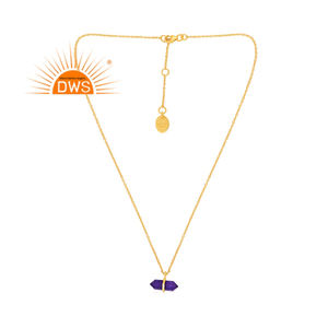 Collier pendentif en aventurine plaqué or 18 ct avec améthyste quartz et pierres précieuses, design fait main, fabricant de bijoux fins Demi - Product Image 1