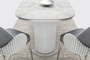 Ensemble de salle à manger convertible en acier inoxydable avec design moderne pour meubles de maison, appartement, hôtel et villa - Product Image 4