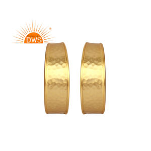 Último diseño hecho a mano pendiente de aro chapado en oro de 18 quilates joyería fina Demi para mujer regalo para su delicada colección - Product Image 2