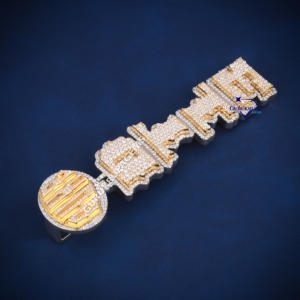 Colgante de diseño de letra vertical de Hip Hop, colgante de Plata de Ley 925 con corte redondo de diamante de moissanita para ropa de fiesta - Product Image 3