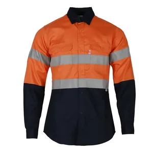 High Visibility Work Wear Safety Vest Shirts Reflective Shirt Oem Hi Vis 100% Cotton Safety Reflective <b>Fire</b> Retardant Work Shirt - Product Image 6