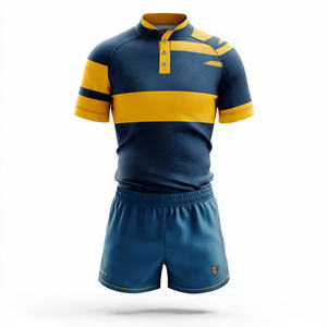 Uniformes de football 100% polyester, vêtements de sport d'entraînement, maillots de rugby, hauts de football, shorts de football, haut à manches courtes - Product Image 1