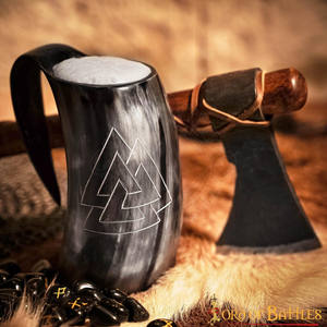 Novedades, Cuerno para Beber de Búfalo Natural, Cuerno Vikingo para Beber, Jarra para Cerveza y Hidromiel, Jarra Medieval con Asa - Product Image 1