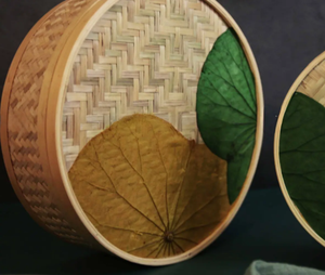 กล่องไม้ไผ่ทรงกลมทำด้วยมือพร้อมใบบัว-กล่องเก็บของรักษ์โลกและของขวัญ | Viet fargimex - Product Image 5