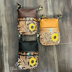 Premium Hand Tooled Cow Leather Waist <b>Bag</b> New Western Style Handcrafted Floral & Turquoise Concho Designer Mobile <b>Bag</b> for Women - Product Image 1