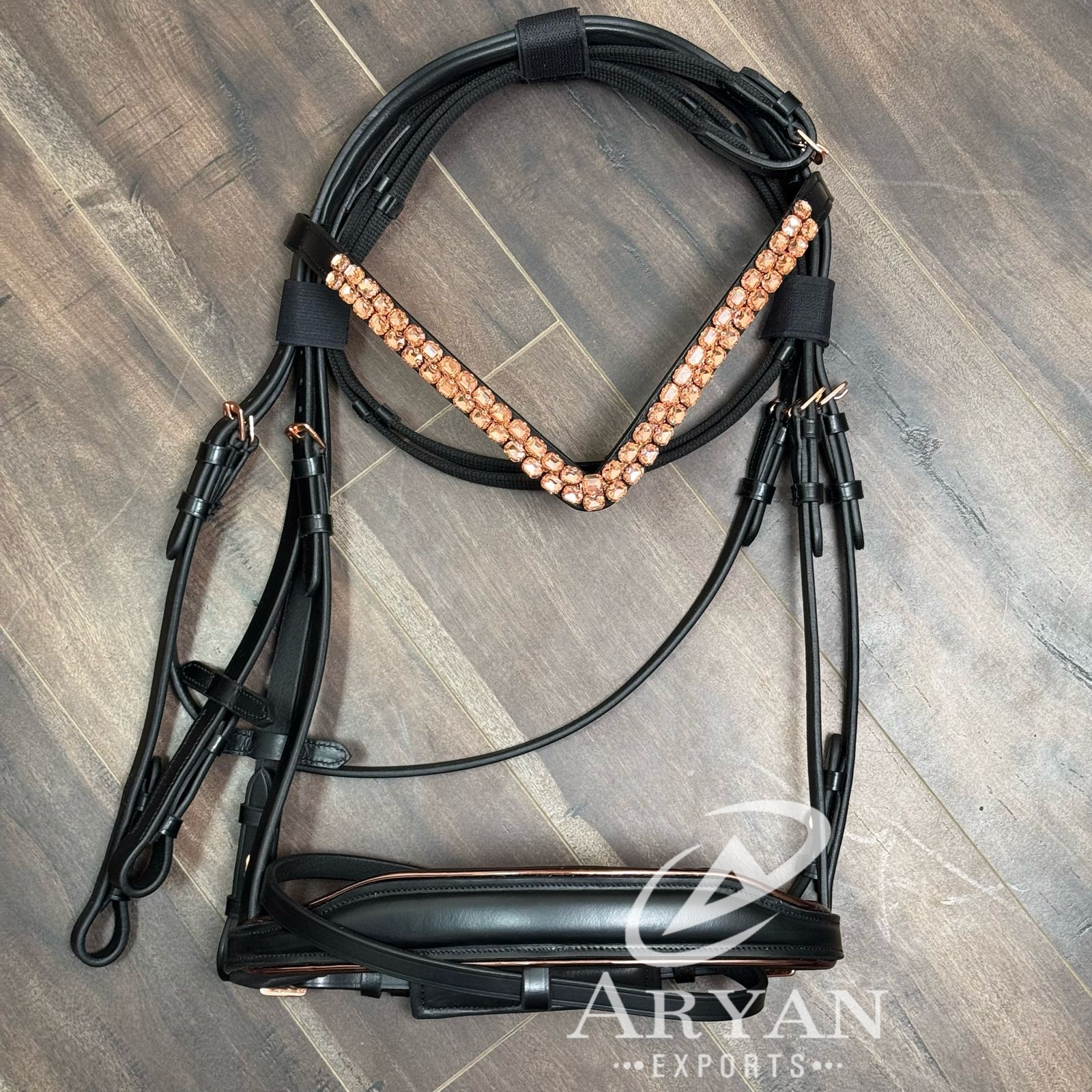 White and turquoise rhinestone browband