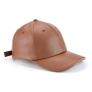 Gorra de béisbol de cuero marrón de lujo ajustable Strapback estilo Vintage suave PU cuero Casual Streetwear sombrero para hombres y mujeres - Product Image 5