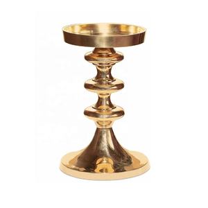 Portavelas de latón antiguo Portavelas de latón macizo pesado Portavelas de latón modernista para la decoración de Diwali del hogar - Product Image 5