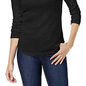 Maglia a Collo Alto in Cotone da Donna Charter Club, Nera, Taglia Large - Product Image 3