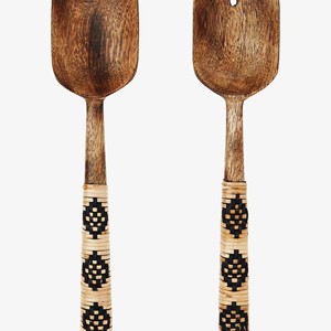 Juego de Servidores de Ensalada de Madera Natural de Color, 2 Espátulas, Utensilios Hechos a Mano Sostenibles, Tamaño Pequeño, Aptos para Congelador, Mirha International - Product Image 3