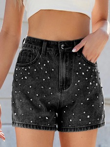 Pantalones cortos de mezclilla con estampado de piedra 3D personalizados Premium 2025 nuevos pantalones cortos lavados para mujer Pantalones cortos de verano elegantes para mujer - Product Image 5