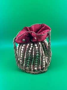 Best Quality Crystal Beaded With Bottom Flat Designer Ethnic Silk Embroidery Indian Potli <b>Bag</b> Handmade <b>Wedding</b> Hot Selling <b>Bags</b> - Product Image 6