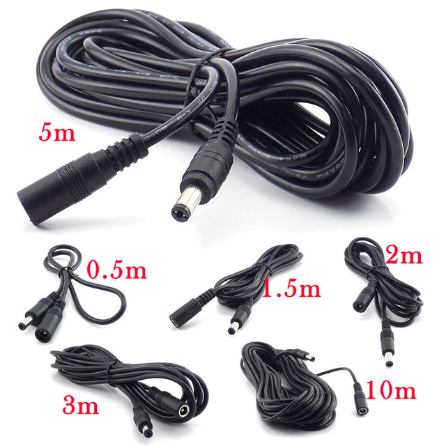 6ft 20 Gauge Copper DC Power Cable 5.5*2.1 Male to Female Extension for Home Appliance Solar Use 12V Power Supply Adapter