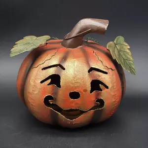 Halloween decorativo Meta diseño moderno hogar decorativo calabaza hierro para mesa T Luz - Product Image 1