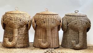 Cesta de almacenamiento de ratán plegable en forma de elefante ecológica hecha a mano, diseño multifunción, jacinto de agua Natural, decoración del hogar - Product Image 6