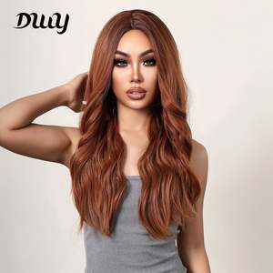 26 Inches Long Curly Reddish <b>Brown</b> Synthetic <b>Wig</b> for Women Premium Quality LC9007-1 for Daily Use and Cosplay Parties - Product Image 3