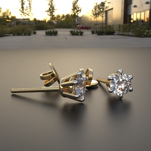 Avarta Jewellery 92.5 Sterling <b>Silver</b> 25 Cents Solitaire Unisex Stud <b>Earrings</b> With Gold Polish and Screw <b>Back</b> - Product Image 5