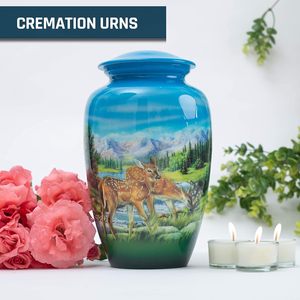 Urna de cremación de ciervo de pastoreo para adultos | Urna conmemorativa de cenizas humanas para adultos, entierro, urnas de cremación funeraria | 200 pulgadas cúbicas (Grande) - Product Image 5
